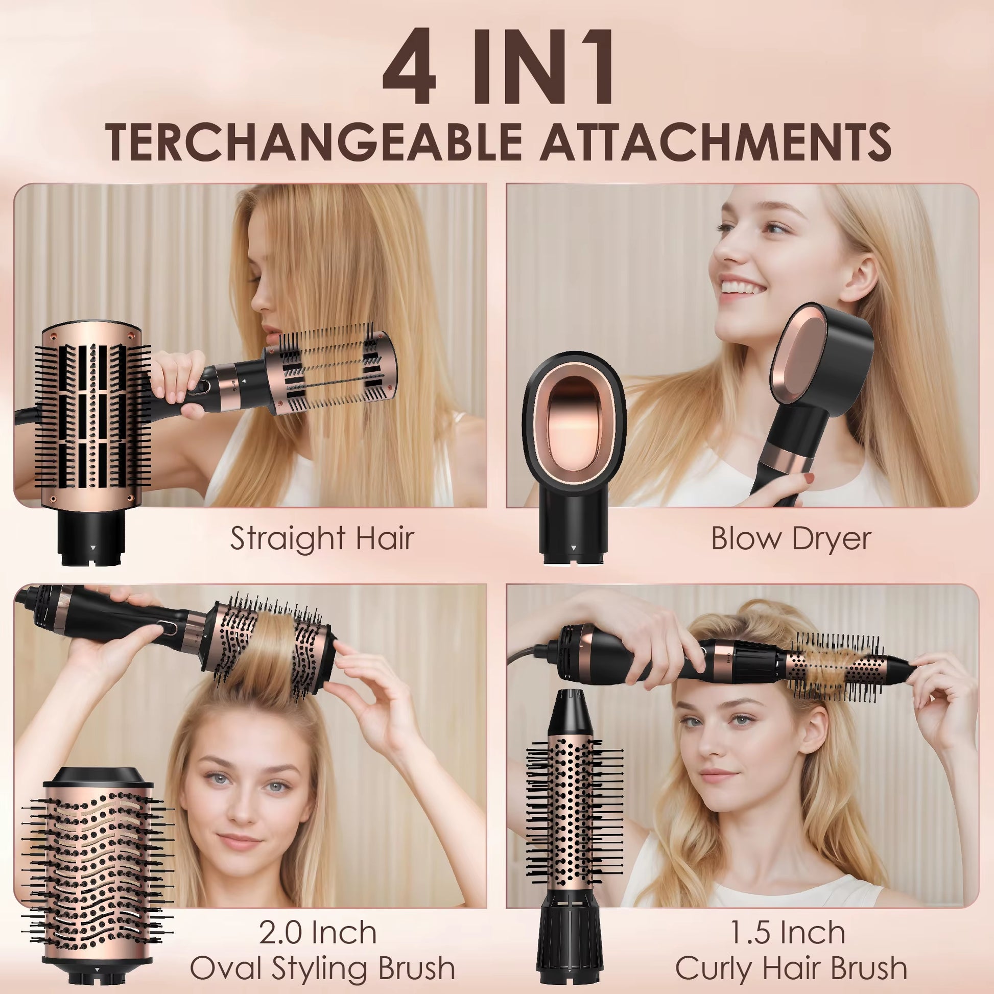 Hair Dryer Brush, Hot Air Brush, Blow Dryer Brush Tool Set, round Blowout Hot Air Brush Straightener Curling in One