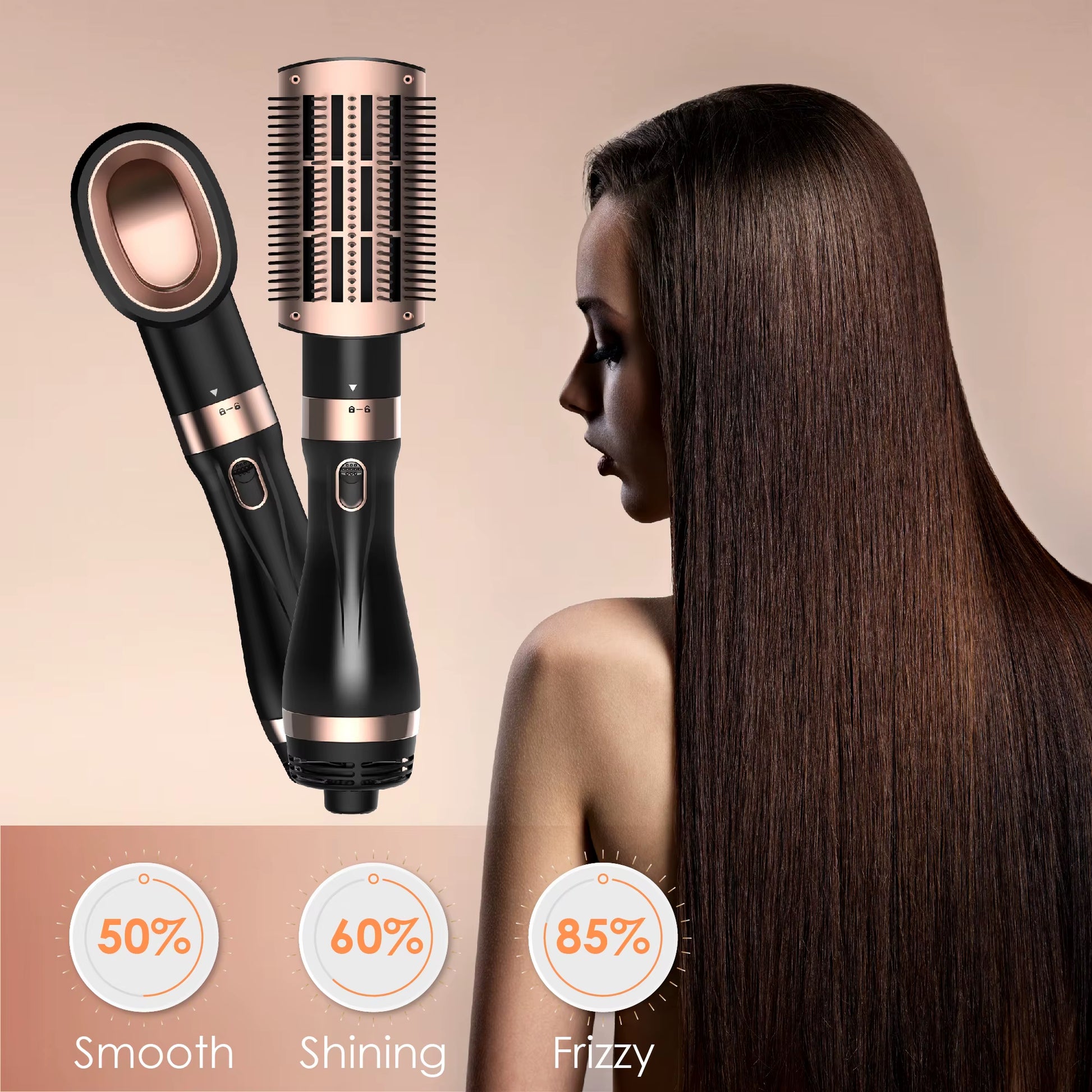 Hair Dryer Brush, Hot Air Brush, Blow Dryer Brush Tool Set, round Blowout Hot Air Brush Straightener Curling in One